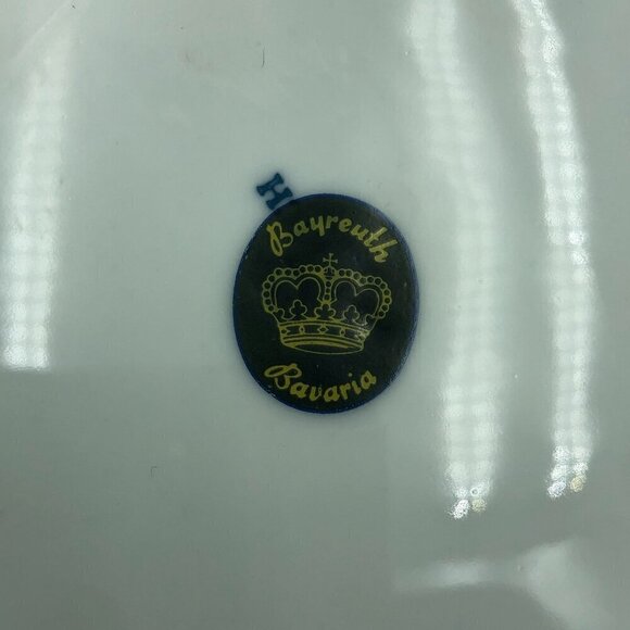 Antique Bayreuth Bavaria Germany Commemorative Blue And Gold Gilded Plates - Picture 3 of 5